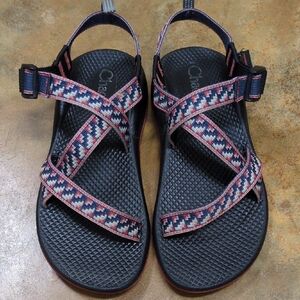 Chaco Red, White And Blue Sandals - Big Kids Size 5, Women's Size 7, Good Condit